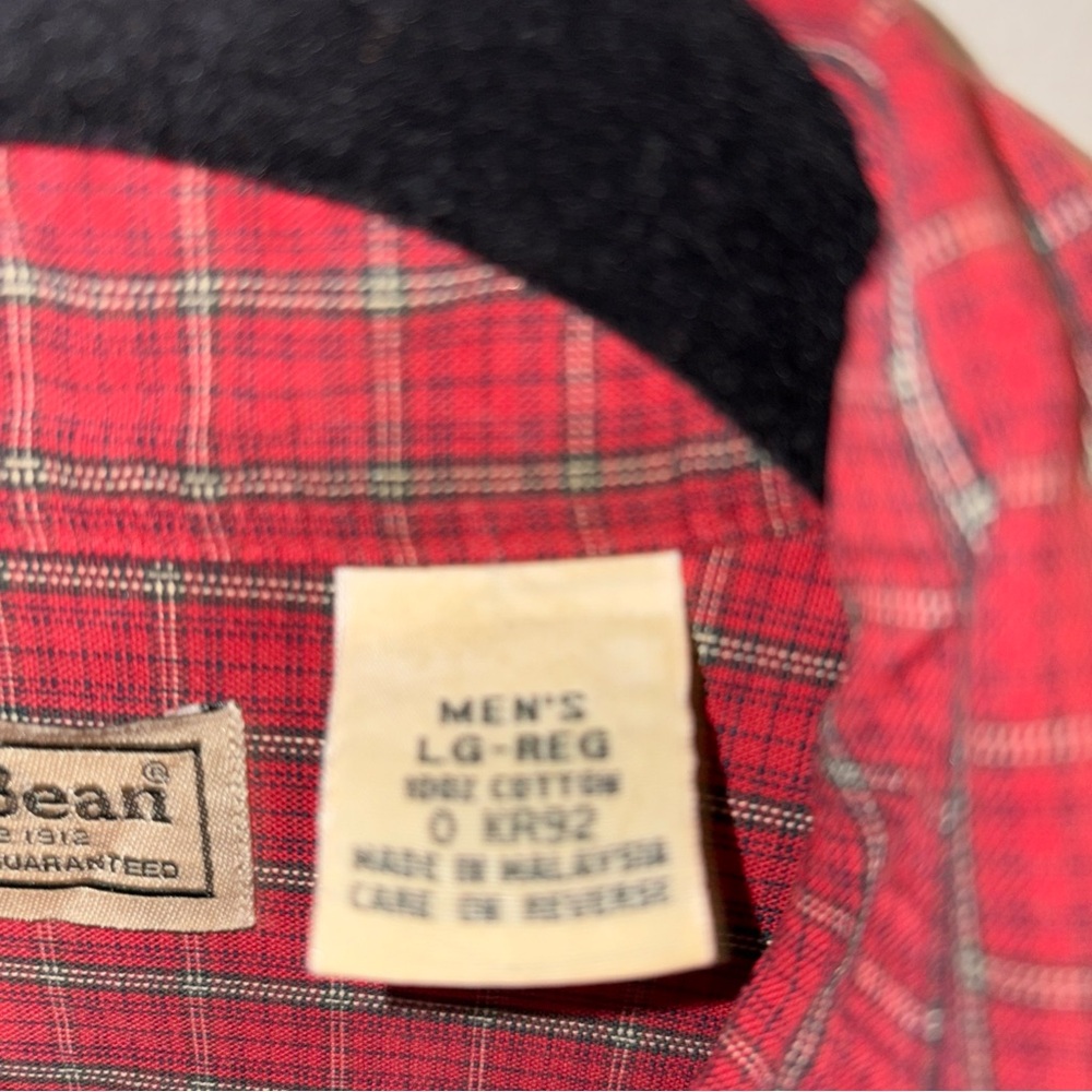 L.L. Bean Red Plaid Men's Button Down Shirt Large - Picture 4 of 7